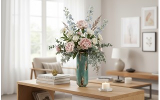 Wazon szklany 52 cm niebiesko-brązowy IR0033