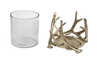 Świecznik metalowy 22x15 cm ze szklanym wkładem IV0081