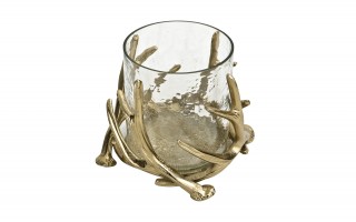 Świecznik metalowy 22x15 cm ze szklanym wkładem IV0081