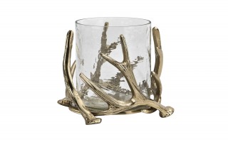 Świecznik metalowy 22x15 cm ze szklanym wkładem IV0081