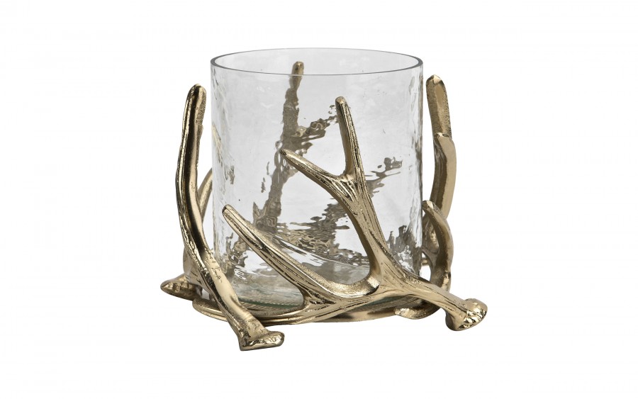 Świecznik metalowy 22x15 cm ze szklanym wkładem IV0081