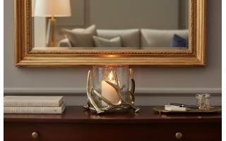 Świecznik metalowy 22x15 cm ze szklanym wkładem IV0081