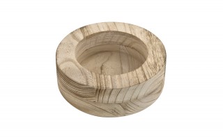 Świecznik szklany 30,5 cm drewniana podstawa JK0245