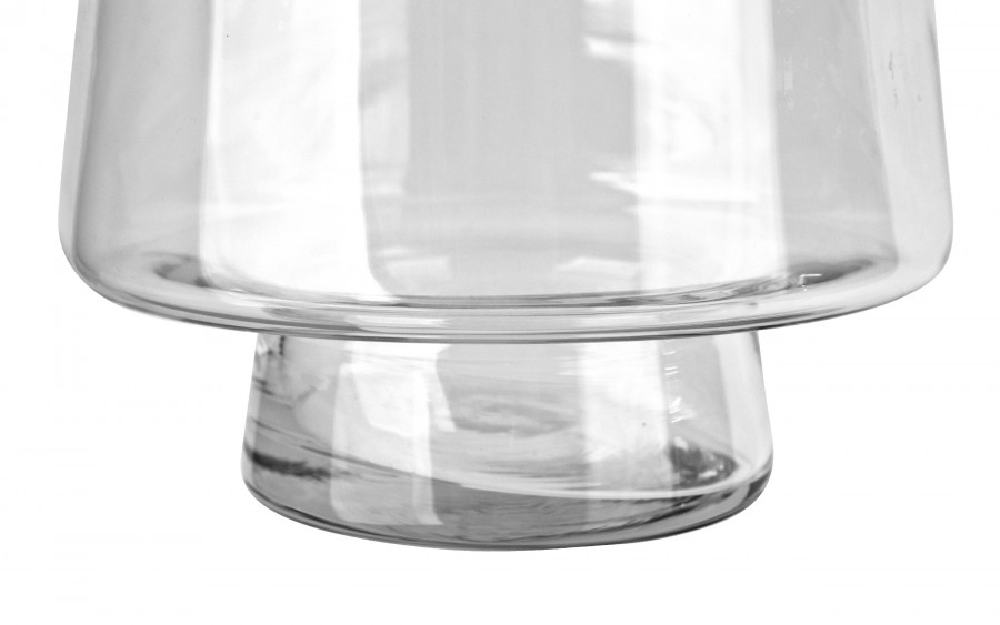 Świecznik szklany 30,5 cm drewniana podstawa JK0245