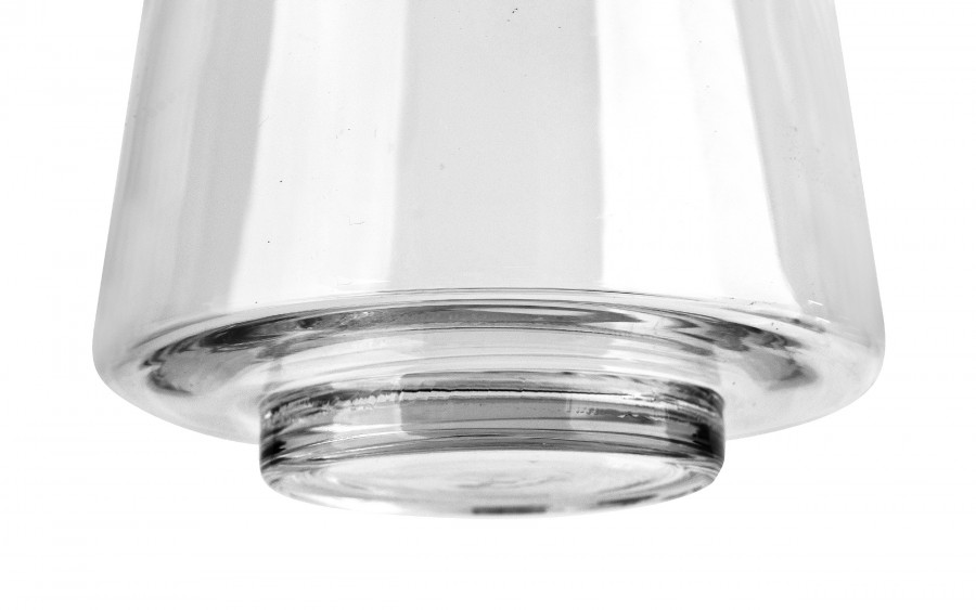 Świecznik szklany 19 cm drewniana podstawa JK0244