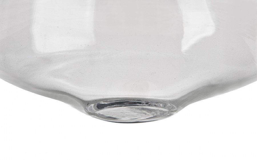 Świecznik szklany 16 cm drewniana podstawa JK0239