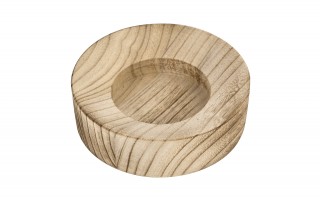 Świecznik szklany 16 cm drewniana podstawa JK0239