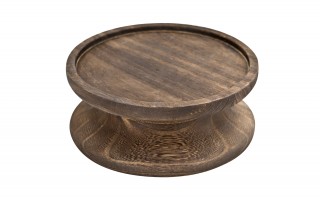 Świecznik szklany 24,5 cm drewniana podstawa JK0204