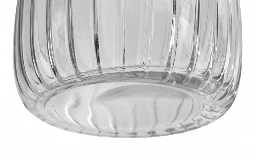 Świecznik szklany 24,5 cm drewniana podstawa JK0204