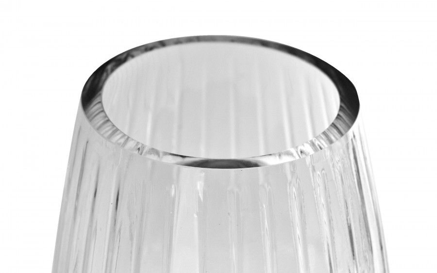 Świecznik szklany 24,5 cm drewniana podstawa JK0204