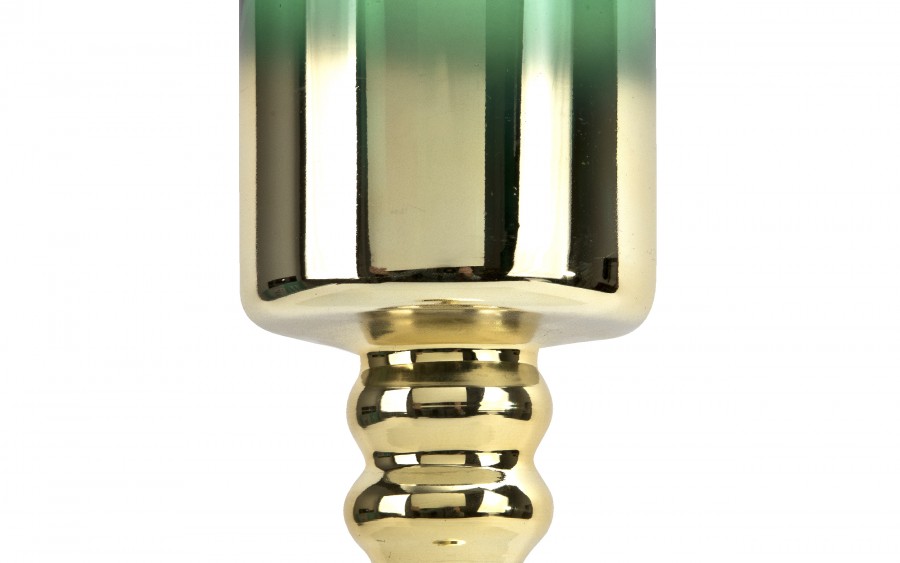 Świecznik szklany złoto - zielony 35 cm JK0190