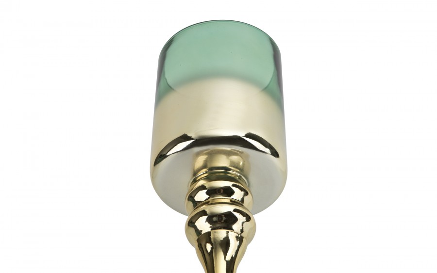 Świecznik szklany złoto - zielony 30 cm JK0190