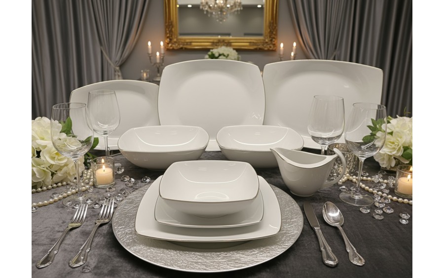 Serwis obiadowy dla 12 osób 44 el. Akcent Platynowa Linia 9718