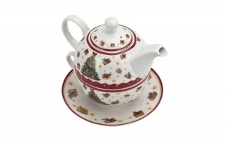 Filiżanka z dzbankiem i zaparzaczem Tea for One Christmas Tree 3