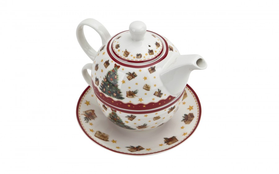 Filiżanka z dzbankiem i zaparzaczem Tea for One Christmas Tree 3