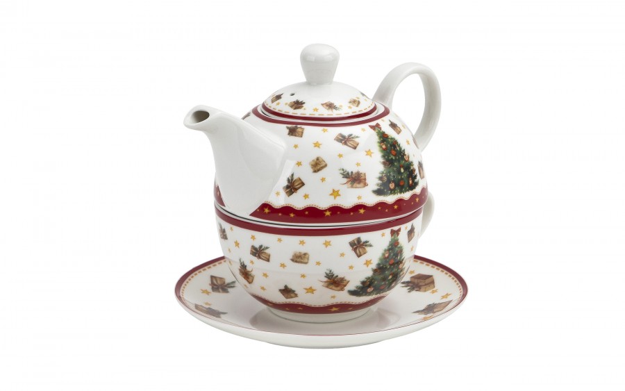 Filiżanka z dzbankiem i zaparzaczem Tea for One Christmas Tree 3
