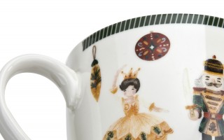 Kubek porcelanowy 460 ml Christmas Nutcracker w koszyczku