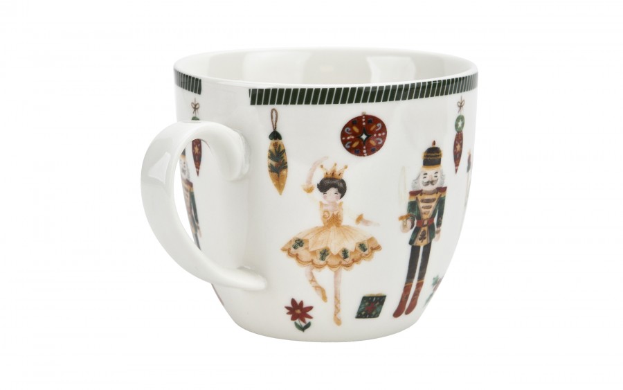 Kubek porcelanowy 460 ml Christmas Nutcracker w koszyczku