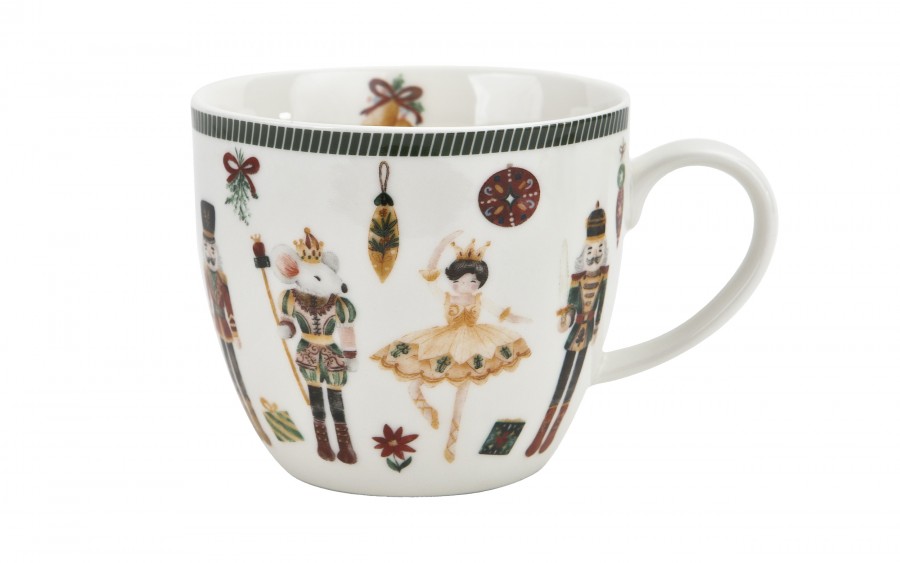 Kubek porcelanowy 460 ml Christmas Nutcracker w koszyczku