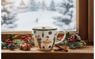 Kubek porcelanowy 460 ml Christmas Nutcracker w koszyczku