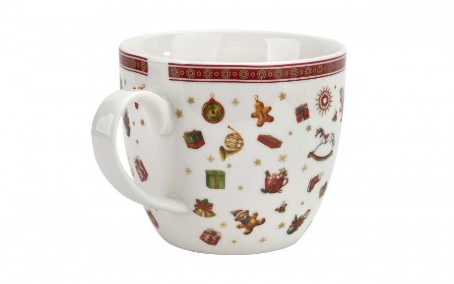 Kubek porcelanowy 460 ml Christmas Gifts w koszyczku