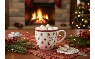 Kubek porcelanowy 460 ml Christmas Gifts w koszyczku