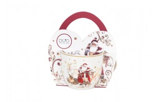 Kubek porcelanowy 460 ml Santa w koszyczku