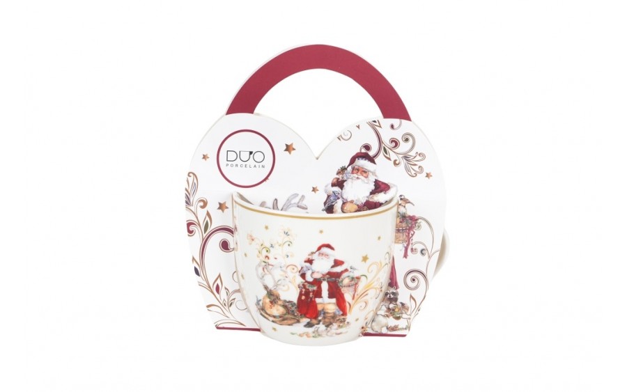 Kubek porcelanowy 460 ml Santa w koszyczku