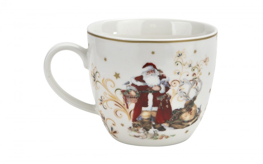 Kubek porcelanowy 460 ml Santa w koszyczku