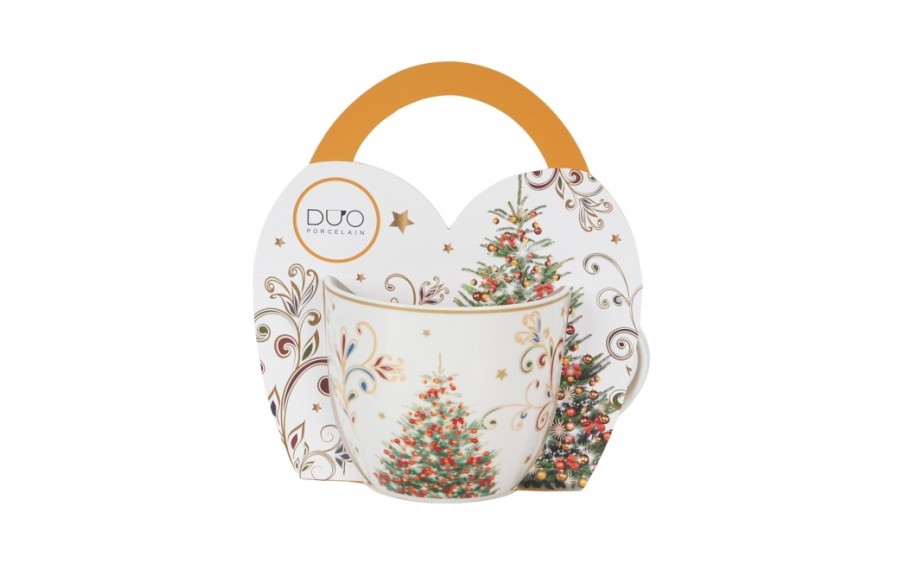 Kubek porcelanowy 460 ml Christmas Magic w koszyczku