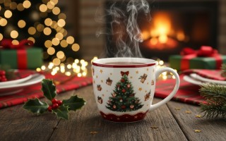 Kubek porcelanowy 460 ml Christmas Tree 3 w koszyczku