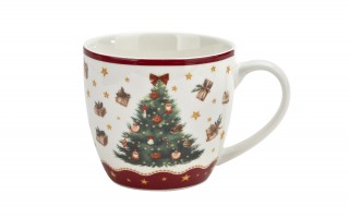 Kubek porcelanowy 460 ml Christmas Tree 3 w koszyczku