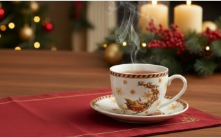 Filiżanka porcelanowa 220 ml + spodek Santa on Sleigh