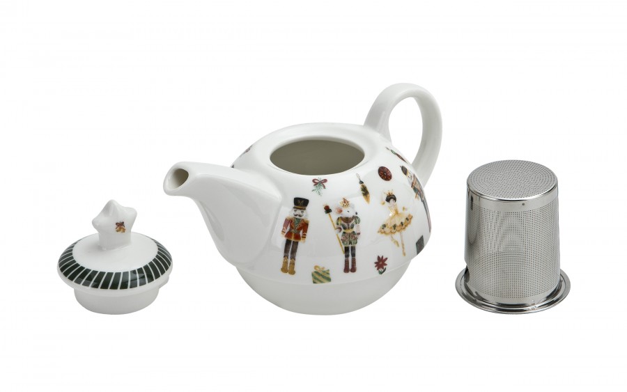 Filiżanka z dzbankiem i zaparzaczem Tea for One Christmas Nutcracker