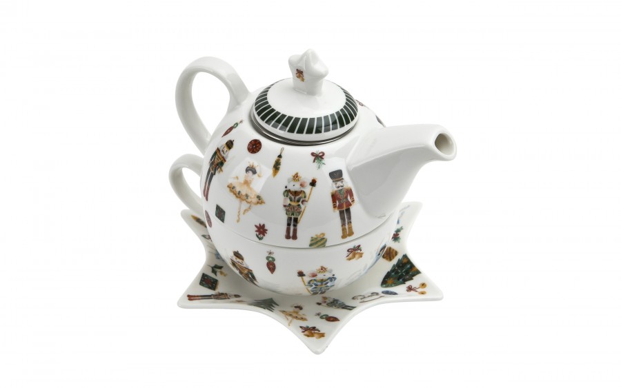 Filiżanka z dzbankiem i zaparzaczem Tea for One Christmas Nutcracker