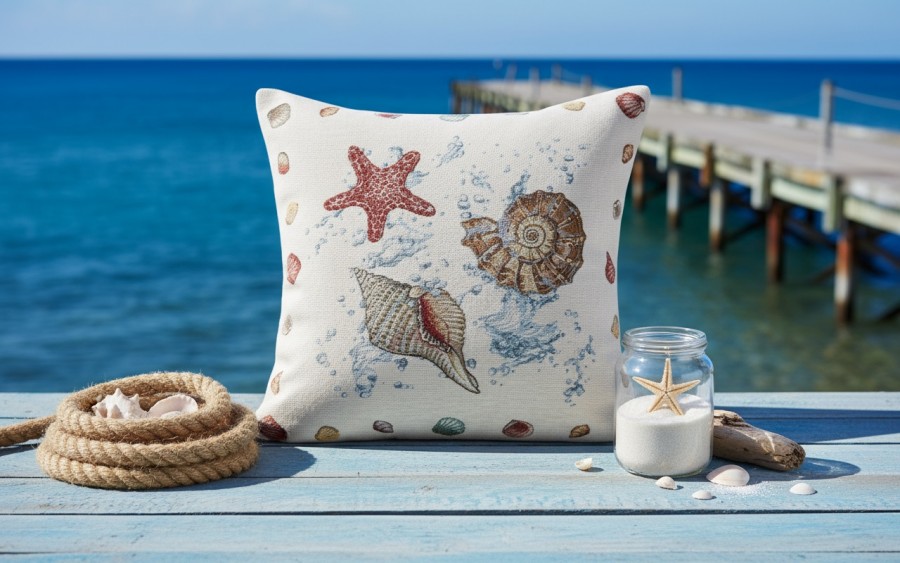 Poszewka dekoracyjna 45x45 cm Muszelki 925 Gobelinowa Premium