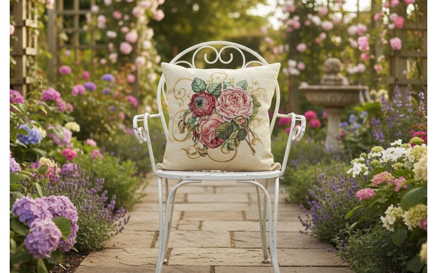 Poszewka dekoracyjna 45x45 cm Bukiet róż Gobelinowa Premium