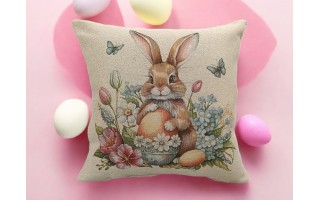 Poszewka dekoracyjna 45x45 cm Królik z jajkiem