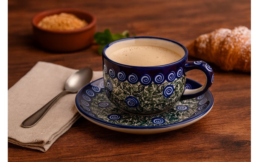 Filiżanka ze spodkiem Bolesławiec Dekor 1073A