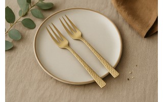 Komplet 6 widelczyków do ciasta Felicity w szampańskim kolorze