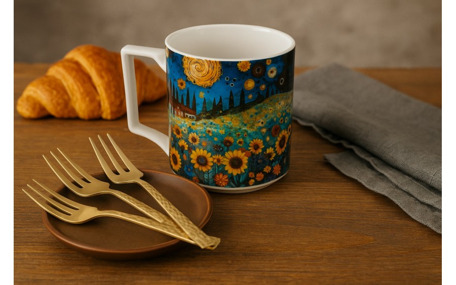 Duży kubek porcelanowy 750 ml Modern Sunflower Field