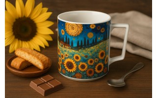 Duży kubek porcelanowy 750 ml Modern Sunflower Field