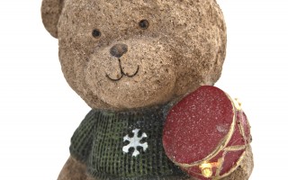 Figurka świąteczna Miś z bębenkiem Led 15 cm