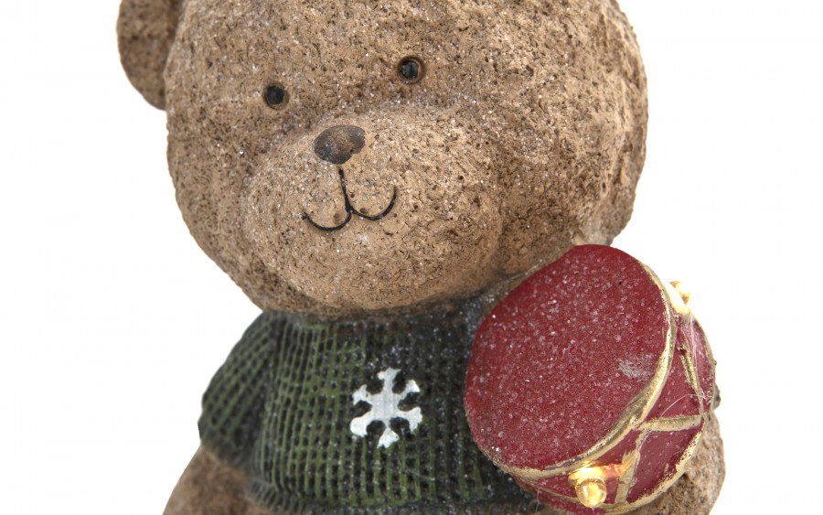 Figurka świąteczna Miś z bębenkiem Led 15 cm