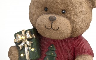 Figurka świąteczna Miś z prezentem Led 29 cm