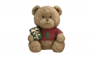 Figurka świąteczna Miś z prezentem Led 29 cm