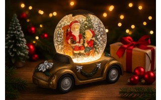 Figurka świąteczna Samochód z kulą Led