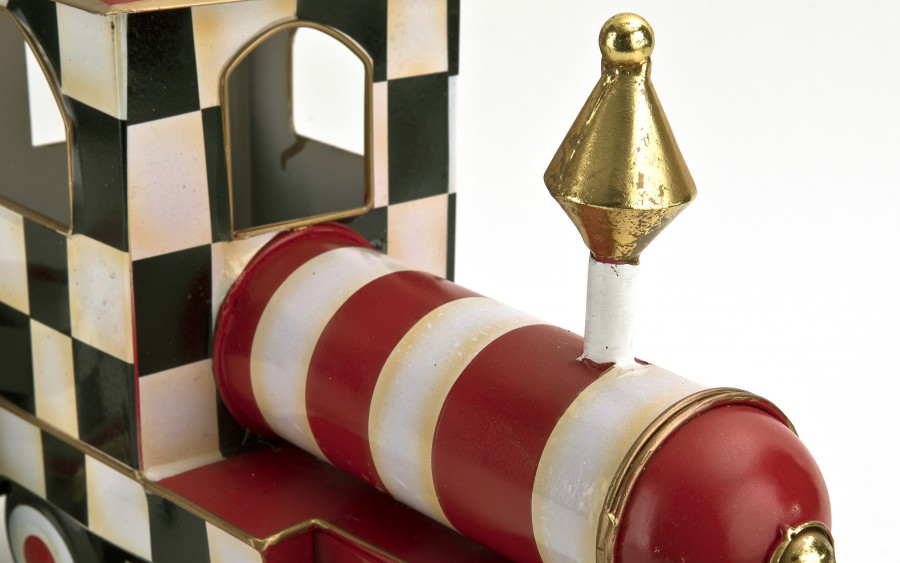 Duża Ozdoba metalowa Czerwony pociąg 62 cm