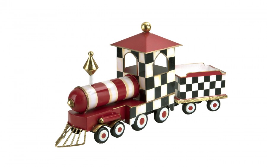 Duża Ozdoba metalowa Czerwony pociąg 62 cm
