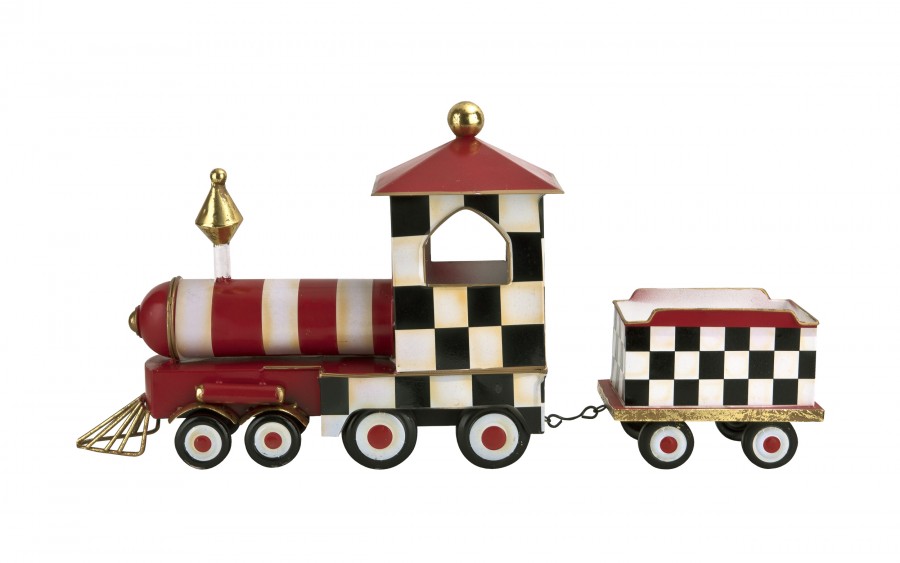 Duża Ozdoba metalowa Czerwony pociąg 62 cm